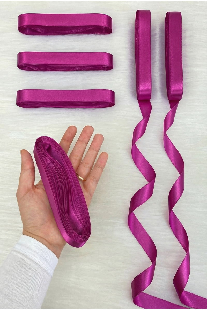 Şarabi Saten Kurdele 2 Cm 10 Mt, Bohça Çeyiz Nikah Kına Sünnet Söz Doğum Günü Parti Hediye Süsleme