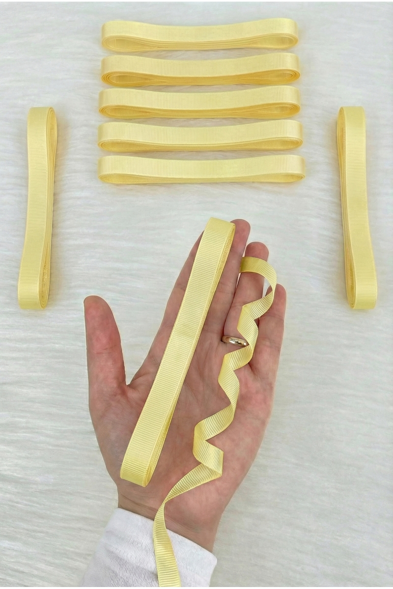 Sarı Grogren Kurdele 1 Cm 10 Metre, Bohça Çeyiz Nikah Doğum Günü Parti Hediye Paketleme Süsleme