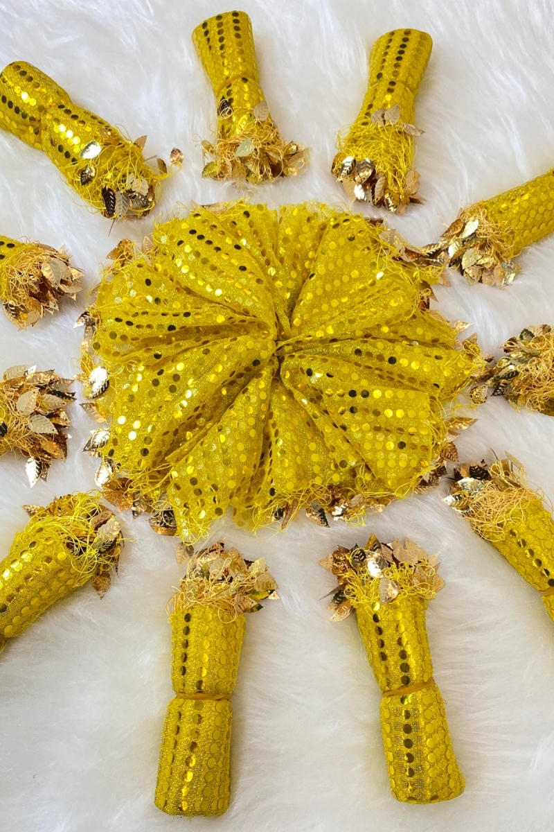 Sarı Halay Mendili, Gelin Mendili, Pullu Halay Mendili 1 Adet, Düğün Kına Sünnet Nişan