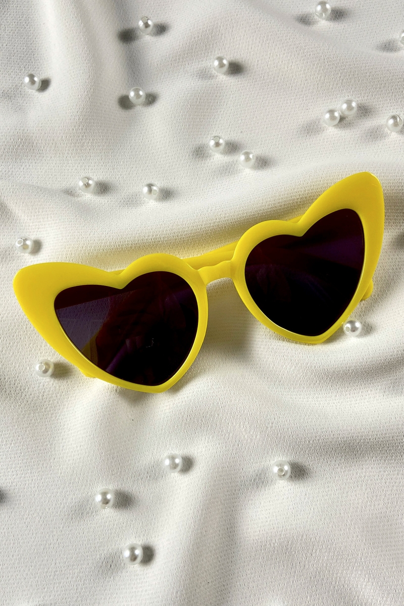 Sarı Kalpli Gelin Damat Gözlük, Bride Nedime Akım After Parti Düğün Kına Eğlence Gözlüğü