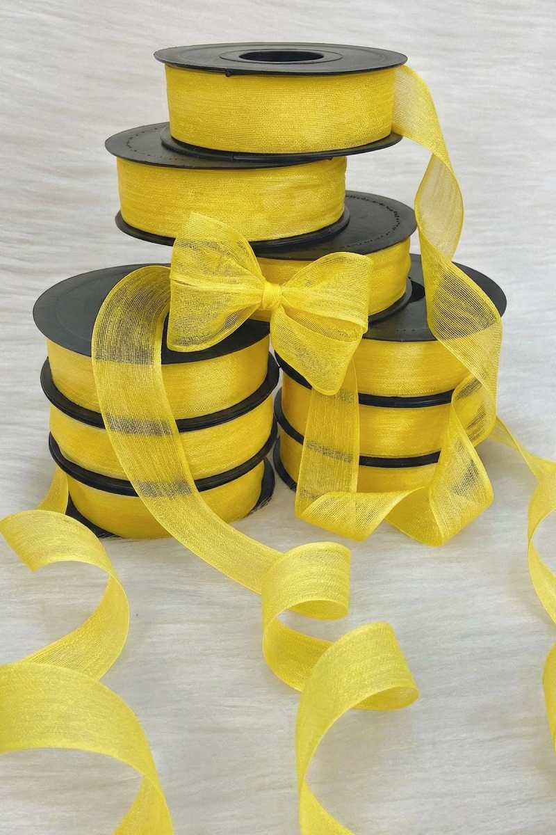 Sarı Keten Nopeli Kurdele 2,5 Cm 20 Metre, Bohça Çeyiz Özel Gün Hediye Süsleme Kurdelesi