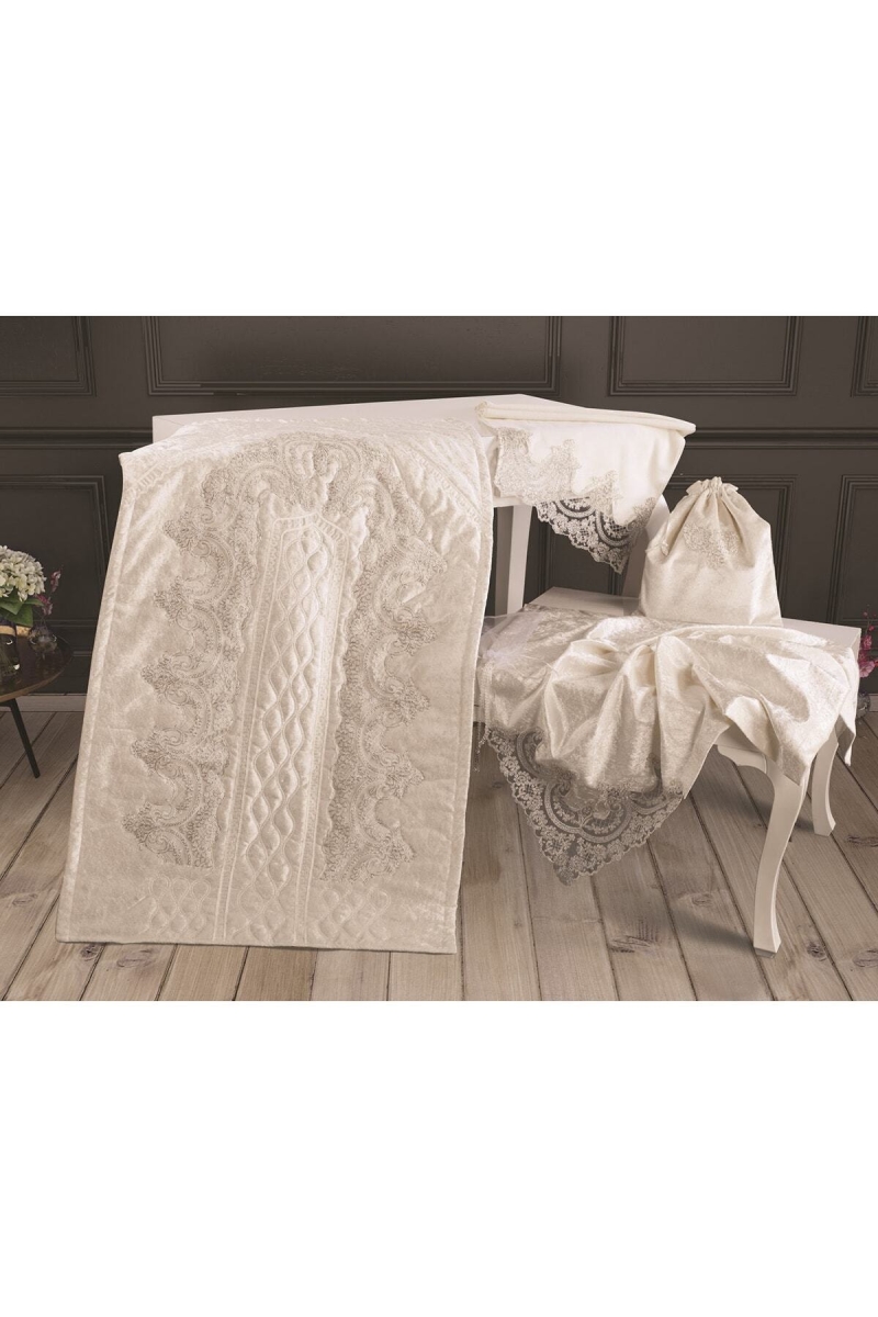 Seccade Bohça Seti Osmanlı Krem