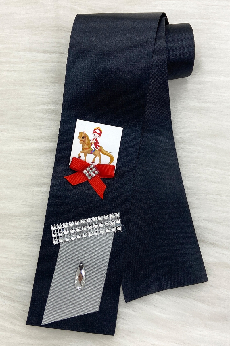 Siyah Atlı Çocuk Figürlü Sünnet Takı Kurdele; Sünnet Düğünü, Kına, Mevlüt Takı Kemeri