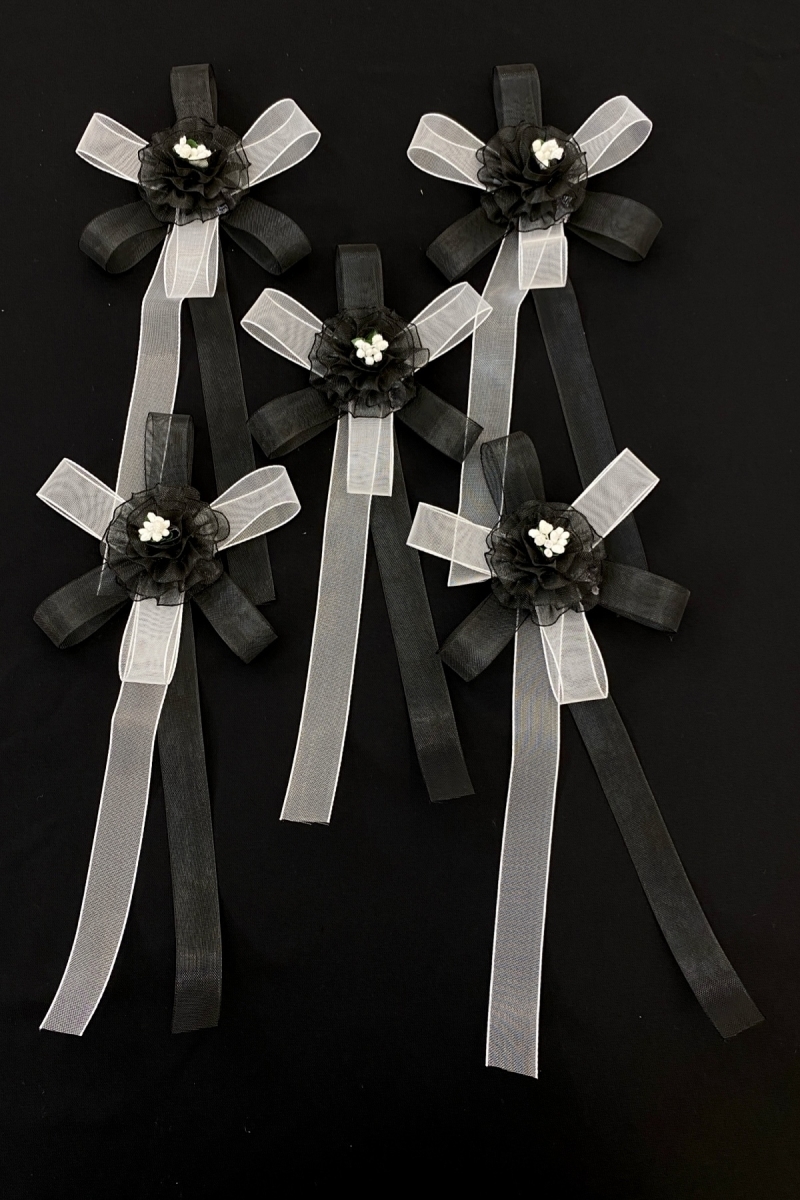 Siyah Beyaz Bohça Süsü, Gelin Damat Çeyiz Düğün Nişan Söz Konvoy Gelin Arabası Sünnet Süsü 5 Adet