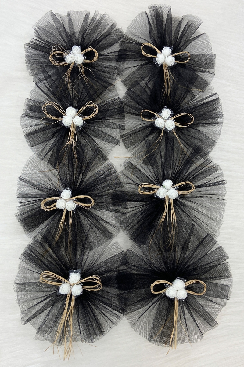 Siyah Bohça Süsü, Gelin Damat Çeyiz Düğün Nişan Konvoy Gelin Arabası Sünnet Kına Süsü 10 Adet