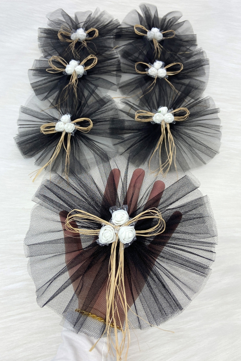 Siyah Bohça Süsü, Gelin Damat Çeyiz Düğün Nişan Konvoy Gelin Arabası Sünnet Kına Süsü 5 Adet