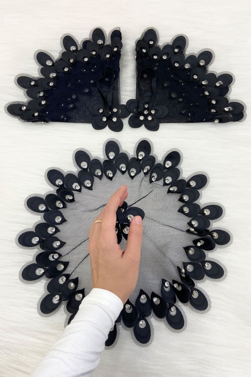 Siyah Gelin Damat Mendili, Parlak Taş Detaylı Düğün Halay Nedime Söz Nişan Kına Sünnet Bride Mendil