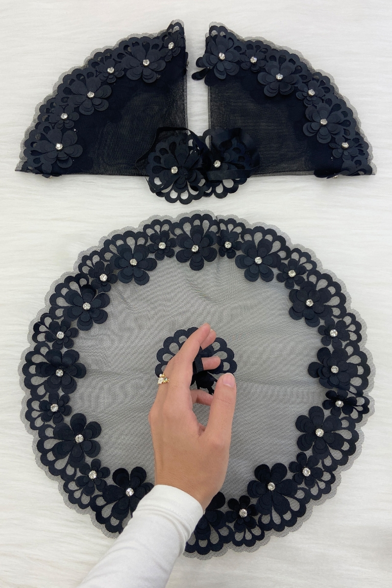 Siyah Gelin Damat Mendili, Parlak Taş Detaylı Düğün Halay Nedime Söz Nişan Kına Sünnet Bride Mendil