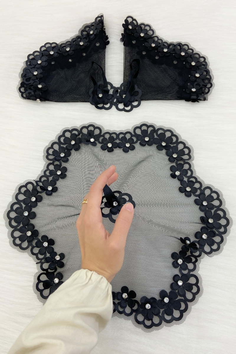 Siyah Gelin Damat Mendili, Parlak Taş Detaylı Düğün Halay Nedime Söz Nişan Kına Sünnet Bride Mendil