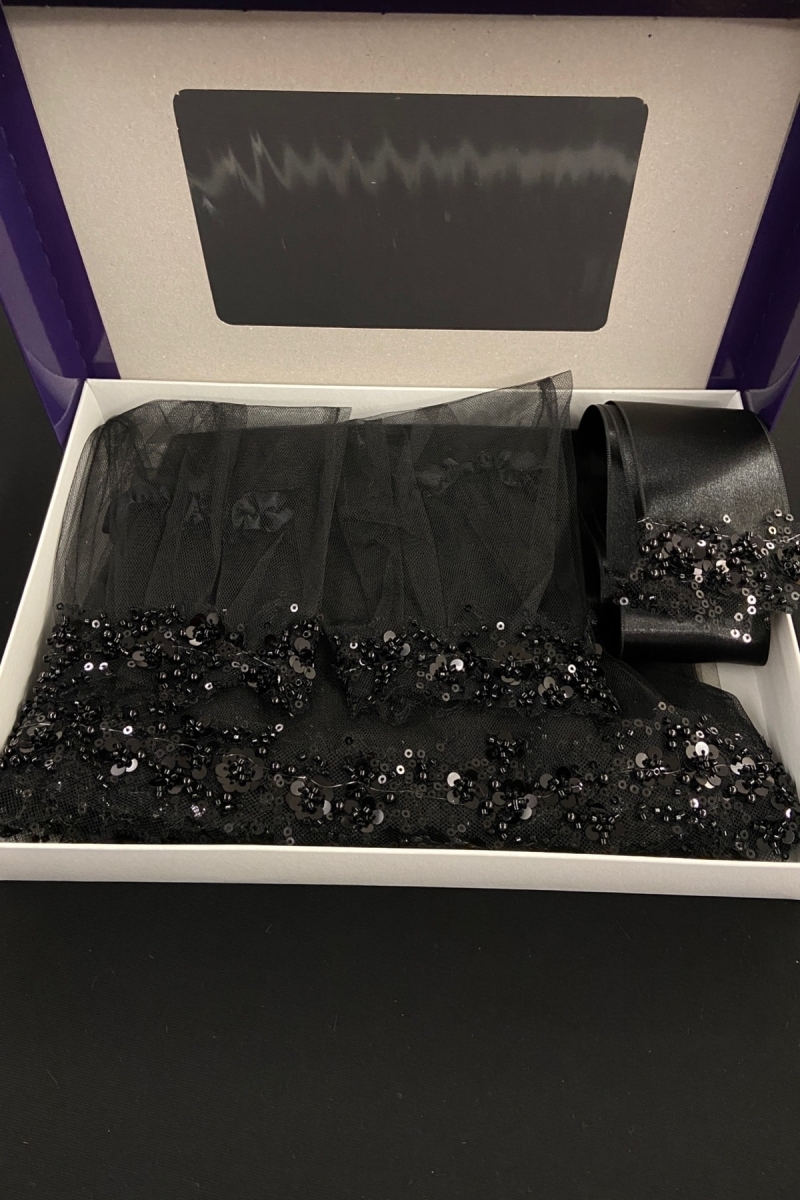 Siyah Gelin Duvak Seti, Su Taşlı Elegance Model 6 Parça