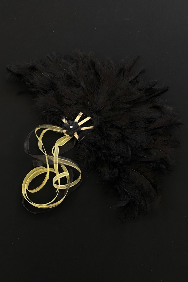 Siyah Gelin Yelpazesi, Ahşap Tüylü Kına Yelpazesi, Nedime Sünnet Yelpaze, Büyük Boy Yelpaze 60*35