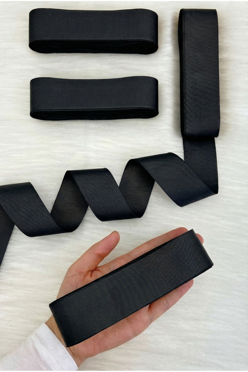 Siyah Grogren Kurdele 4 Cm 10 Mt, Bohça Çeyiz Düğün Nişan Doğum Günü Hediye Paketleme Süsleme