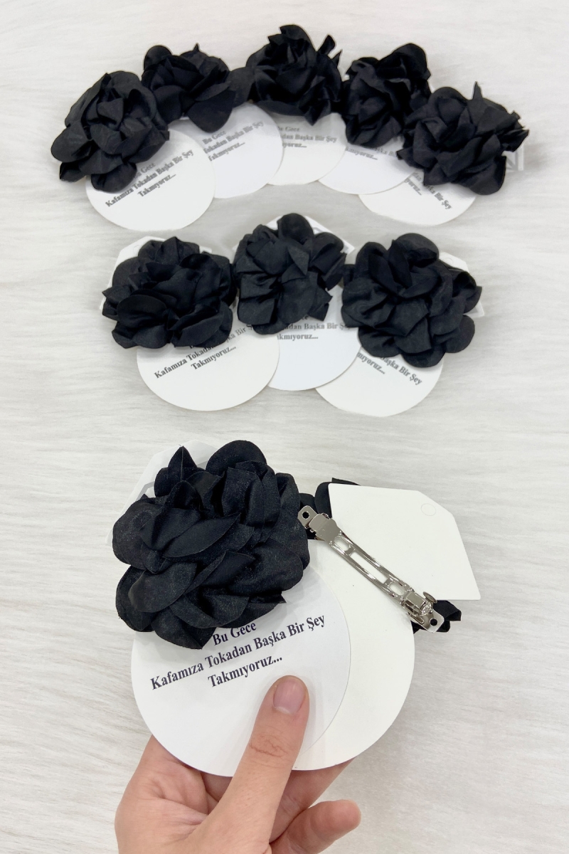 Siyah Hediyelik Toka Klipsli, Kına Gecesi Nedime Bride Bekarlığa Parti Nişan Düğün Sünnet, 10 Adet