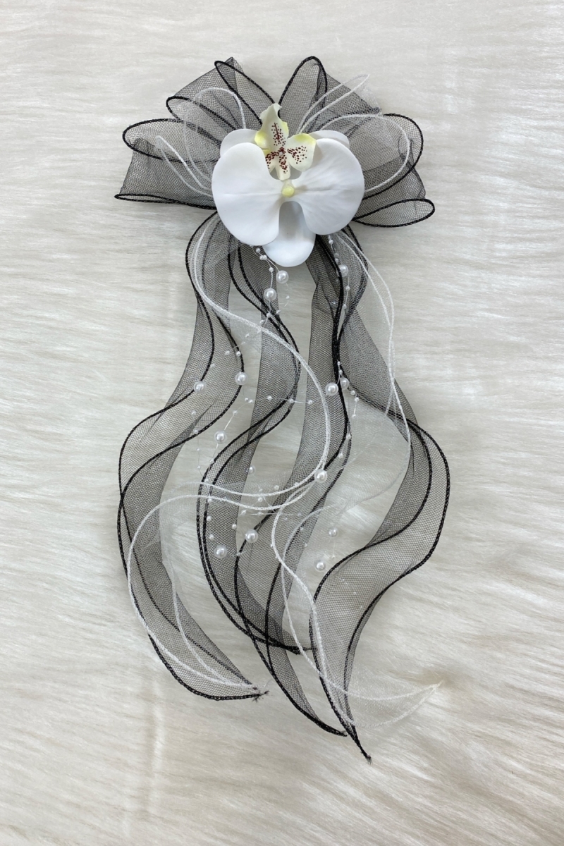 Siyah Orkide Damat Bohça Süsü, Gelin Çeyiz Düğün Nikah Nişan Konvoy Sünnet Kına Süsü 5 Adet