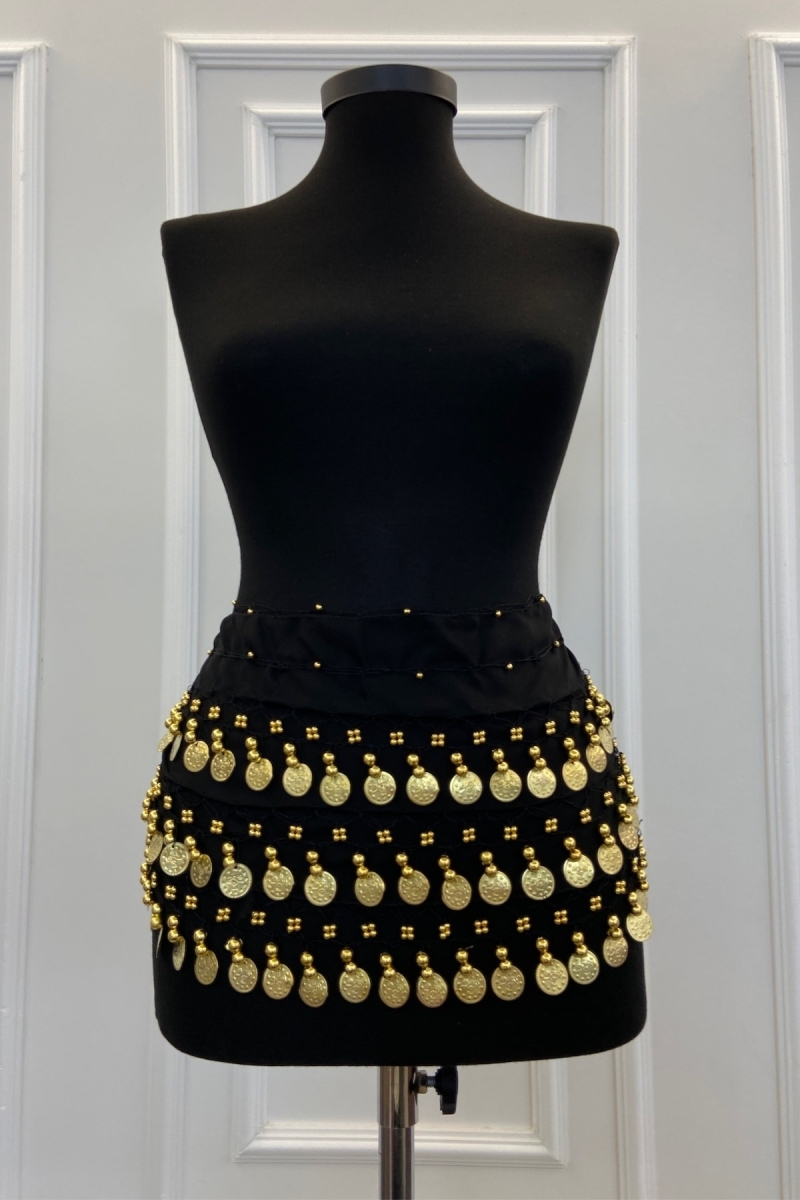 Siyah Şakira Oryantal Dansöz Dans Kemeri Pullu Zilli Kına Oyun Eğlence Nedime Düğün Shakira Kemer