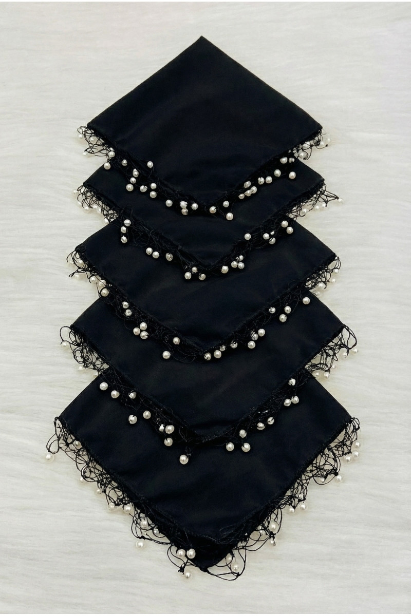 Siyah Şifon Gelin Damat Mendili, Düğün Halay Nedime Bride Parti Kına Nişan Sünnet Hediye, 10 Adet