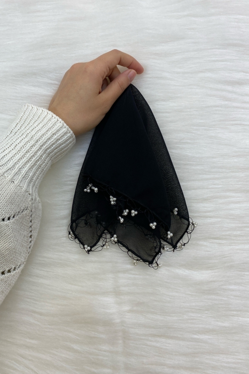 Siyah Şifon Gelin Damat Mendili, Düğün Halay Nedime Bride Parti Kına Nişan Sünnet Hediye, 5 Adet