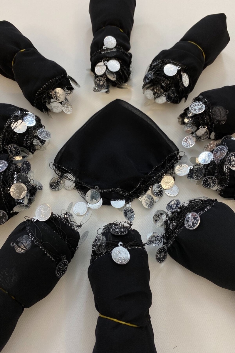 Siyah Şifon Gelin Damat Nedime Halay Mendili, Söz Nişan Düğün Kına Sünnet Gösteri Mendil 5 Adet