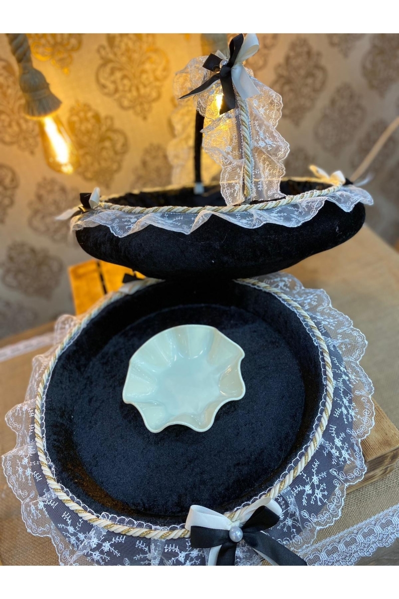Siyah Söz Nişan Nikah Hediyelik Kına Sepeti Tepsisi Takımı