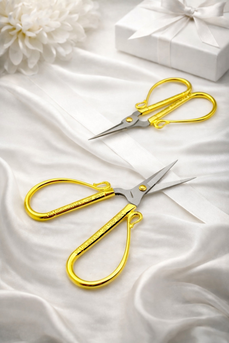 Söz Nişan Makası Gold, Kurdele Açılış Özel Gün Merasim Dikiş Nakış Makas Geniş Model