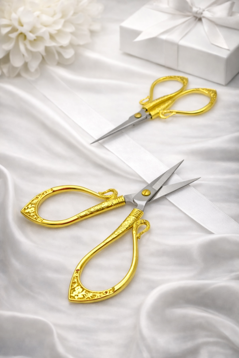 Söz Nişan Makası Gold, Kurdele Açılış Özel Gün Merasim Dikiş Nakış Makası Zarif Model