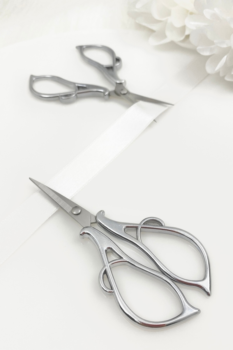 Söz Nişan Makası Gümüş, Kurdele Açılış Özel Gün Merasim Dikiş Nakış Makas Sade Model Silver