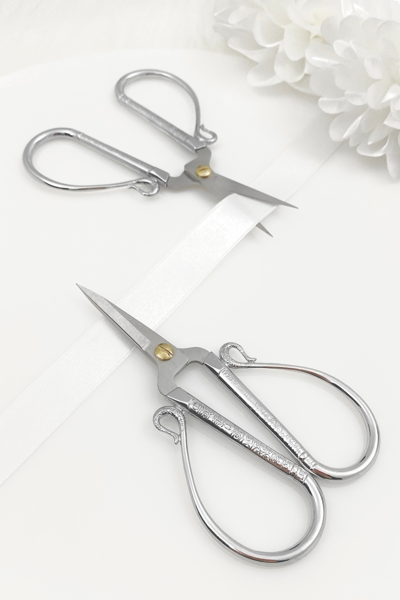 Söz Nişan Makası Gümüş, Kurdele Açılış Özel Gün Merasim Dikiş Nakış Makası Geniş Model Silver