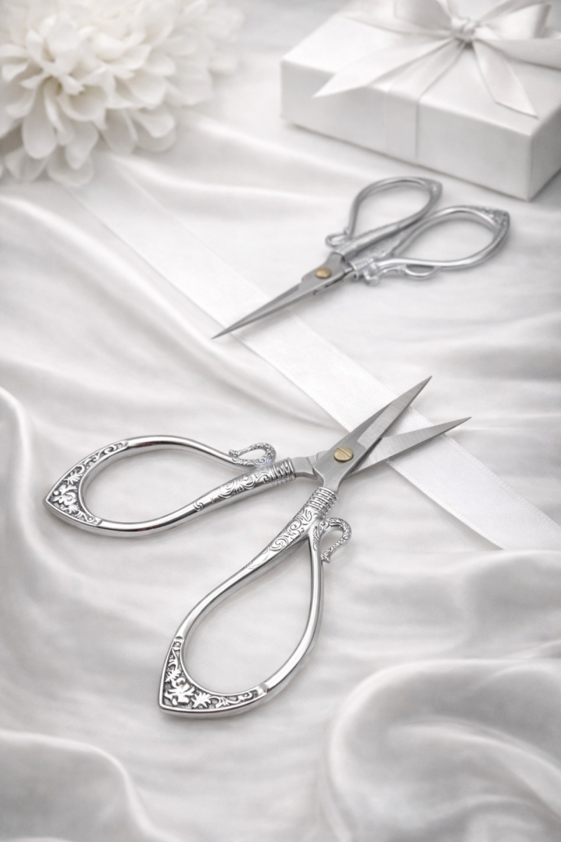 Söz Nişan Makası Gümüş, Kurdele Açılış Özel Gün Merasim Dikiş Nakış Makası Zarif Model Silver