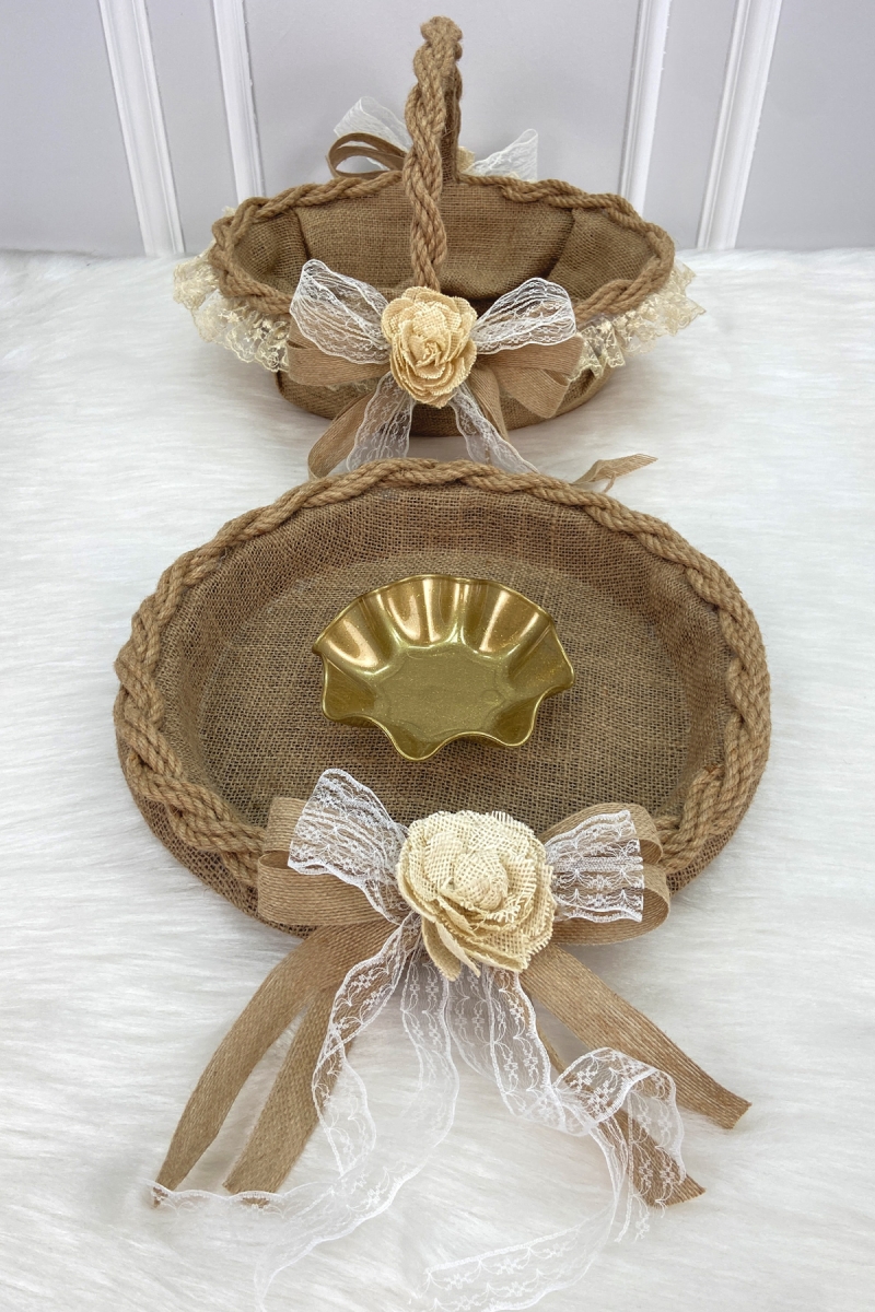 Söz Nişan Nikah Kına Gelin Sepeti ve Tepsisi, Düğün Sünnet Bride Hediyelik Dekoratif Hasır Gül Jüt