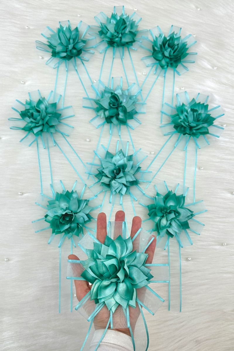 Su Yeşili Bohça Süsü, Gelin Damat Çeyiz Düğün Nişan Konvoy Gelin Arabası Sünnet Kına Süsü 5 Adet