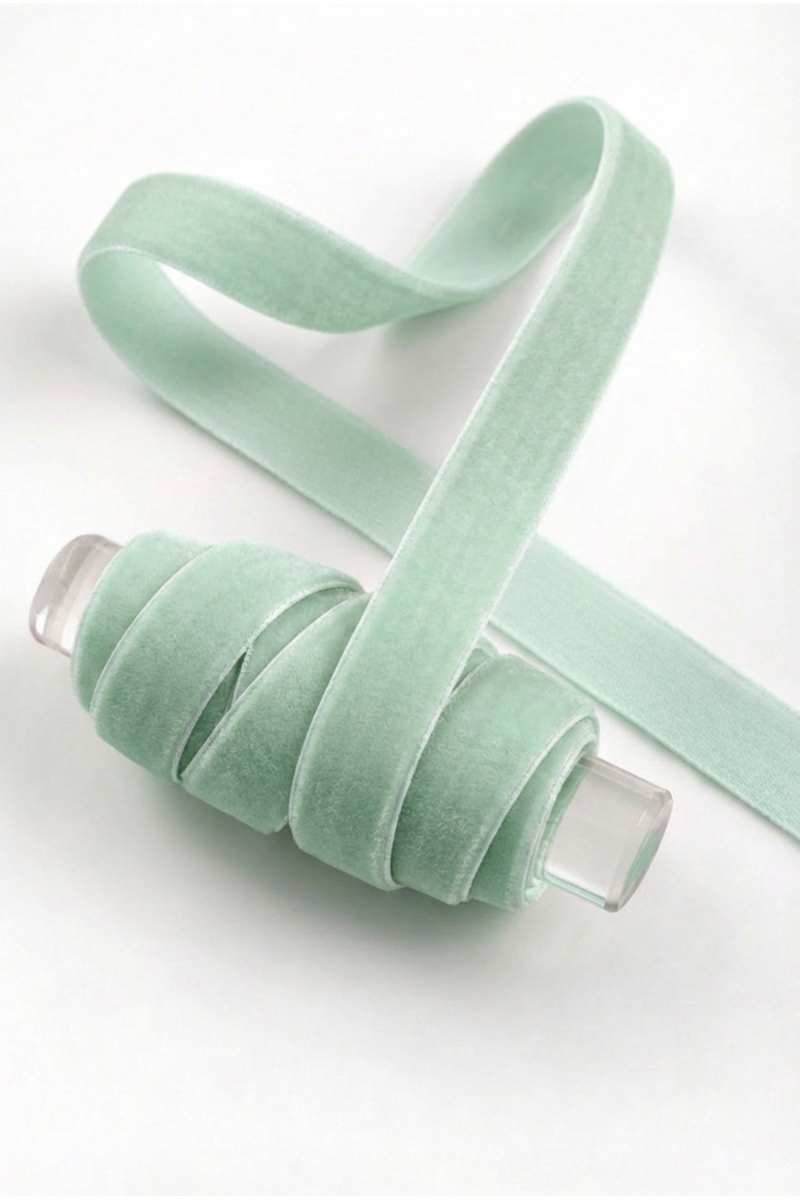 Su Yeşili Kadife Kurdele 1cm 5mt, Gelin, Damat, Bohça, Nişan, Çeyiz, Nikah, Hediye, Şeker, Süsleme