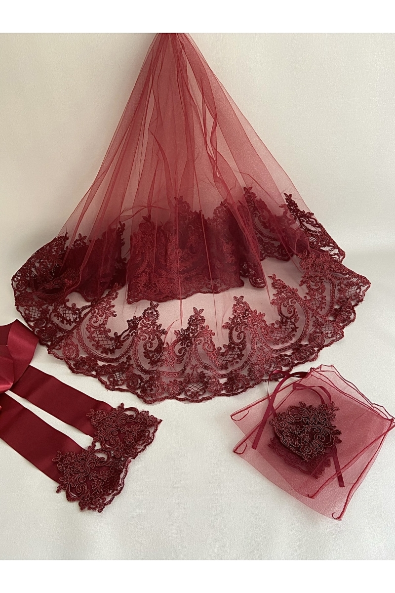 Sultan Güpürlü Gelin Duvak Kuşak Eldiven Set