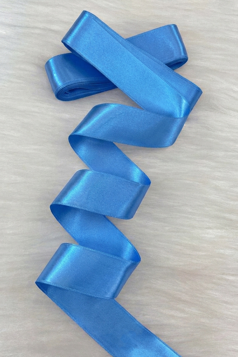 4 Cm Sünnet Mavi Çift Taraflı Saten Kurdele 10 Metre, Bohça Çeyiz Özel Gün Hediye Süsleme Kurdelesi