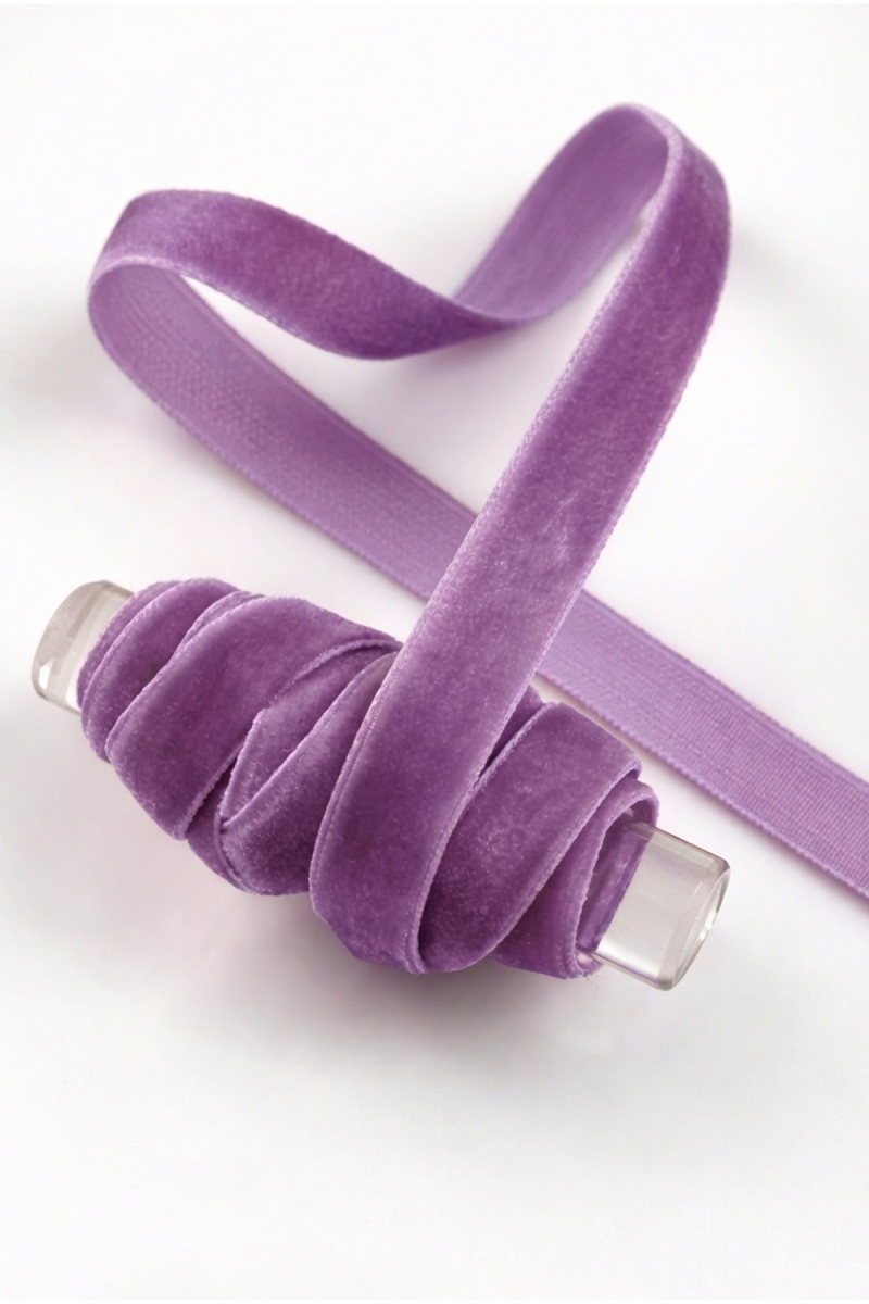 Toz Lila Kadife Kurdele 1cm 5mt, Gelin, Damat, Bohça, Nişan, Çeyiz, Nikah, Hediye, Şeker, Süsleme