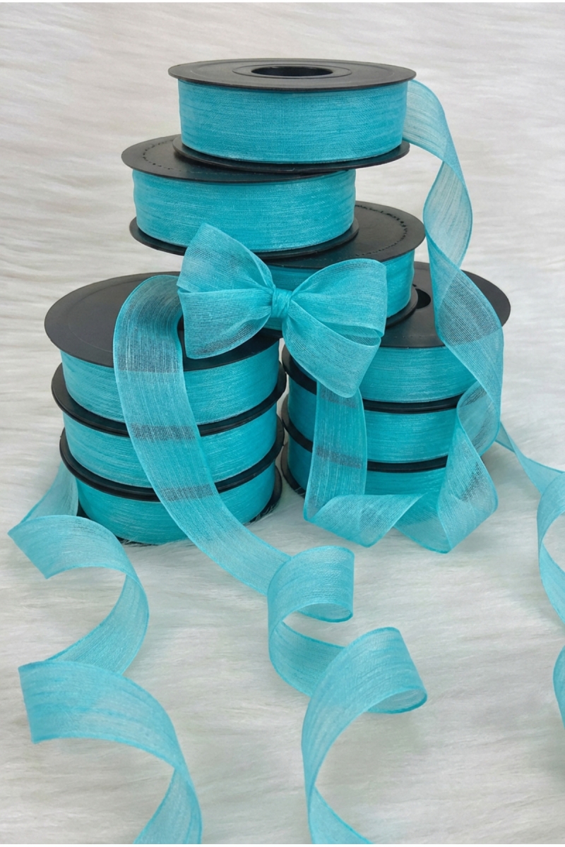 Turkuaz Mavi Keten Nopeli Kurdele 2,5 Cm 20 Metre, Bohça Çeyiz Özel Gün Hediye Süsleme Kurdelesi