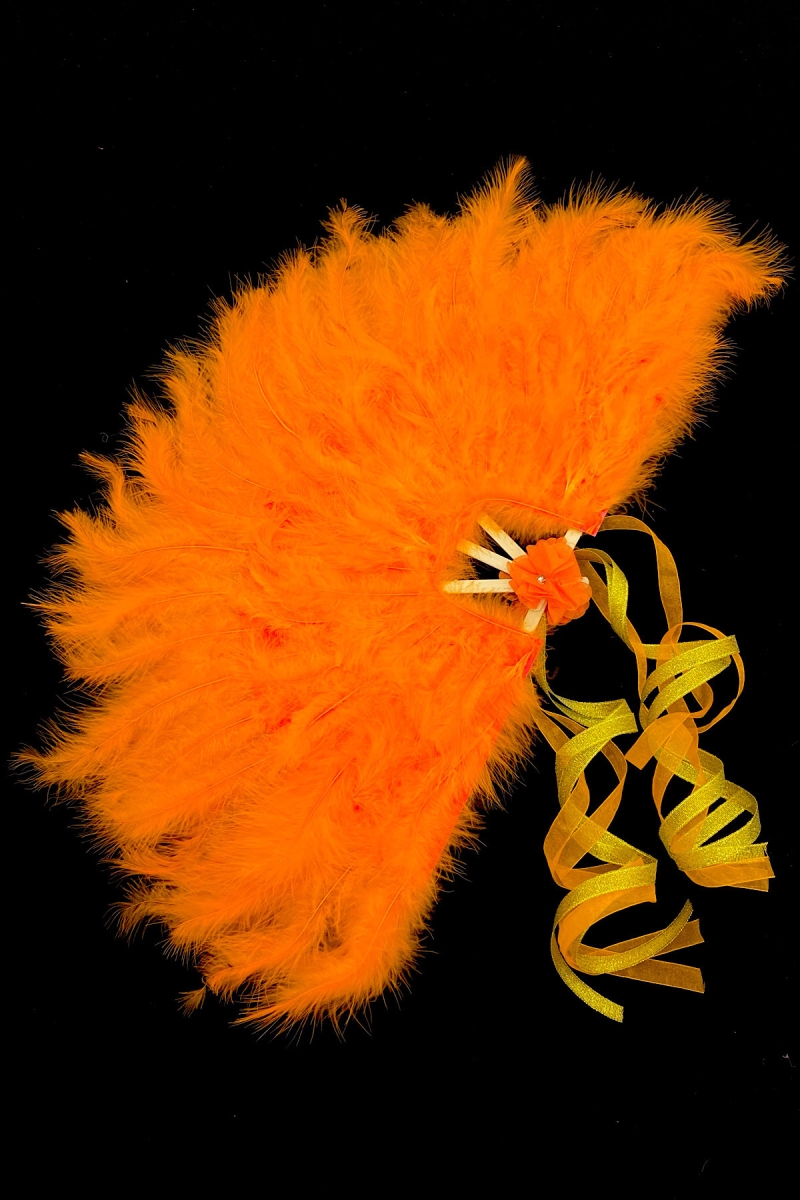 Turuncu Gelin Yelpazesi, Ahşap Tüylü Kına Yelpazesi, Nedime Sünnet Yelpaze, Büyük Boy Yelpaze 60*35