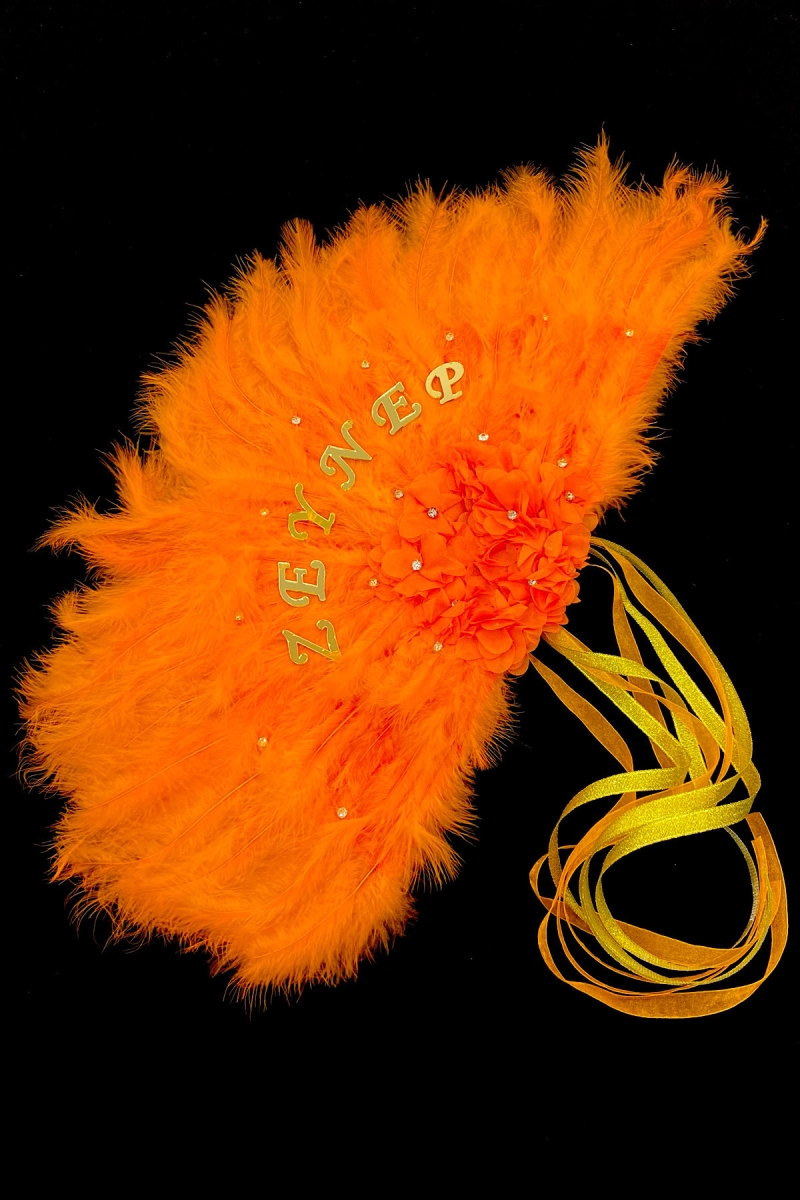 Turuncu Gelin Yelpazesi, Bekarlığa Veda Partisi, Bride To Be, Nedime, Kına Gecesi, Ahşap Tüylü