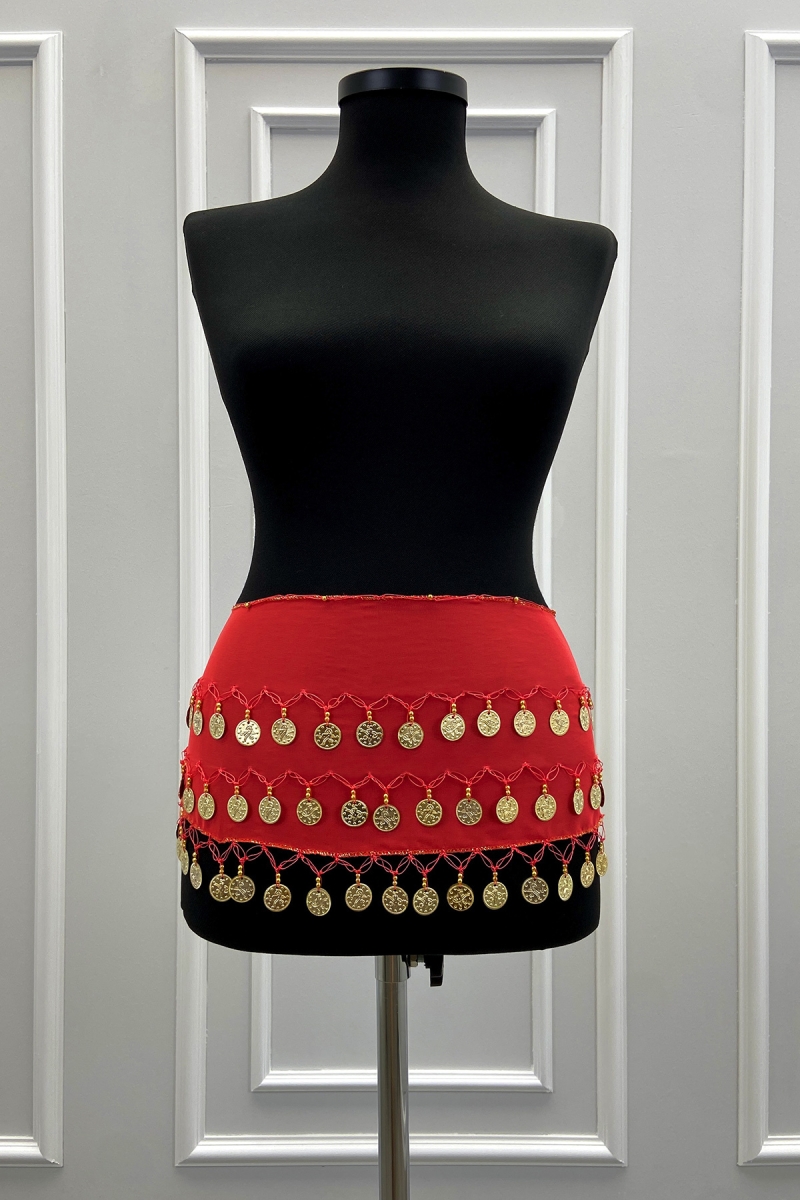 Turuncu Gold Şakira Oryantal Dansöz Dans Kemeri Pullu Zilli Kına Oyun Eğlence Düğün Shakira Kemer