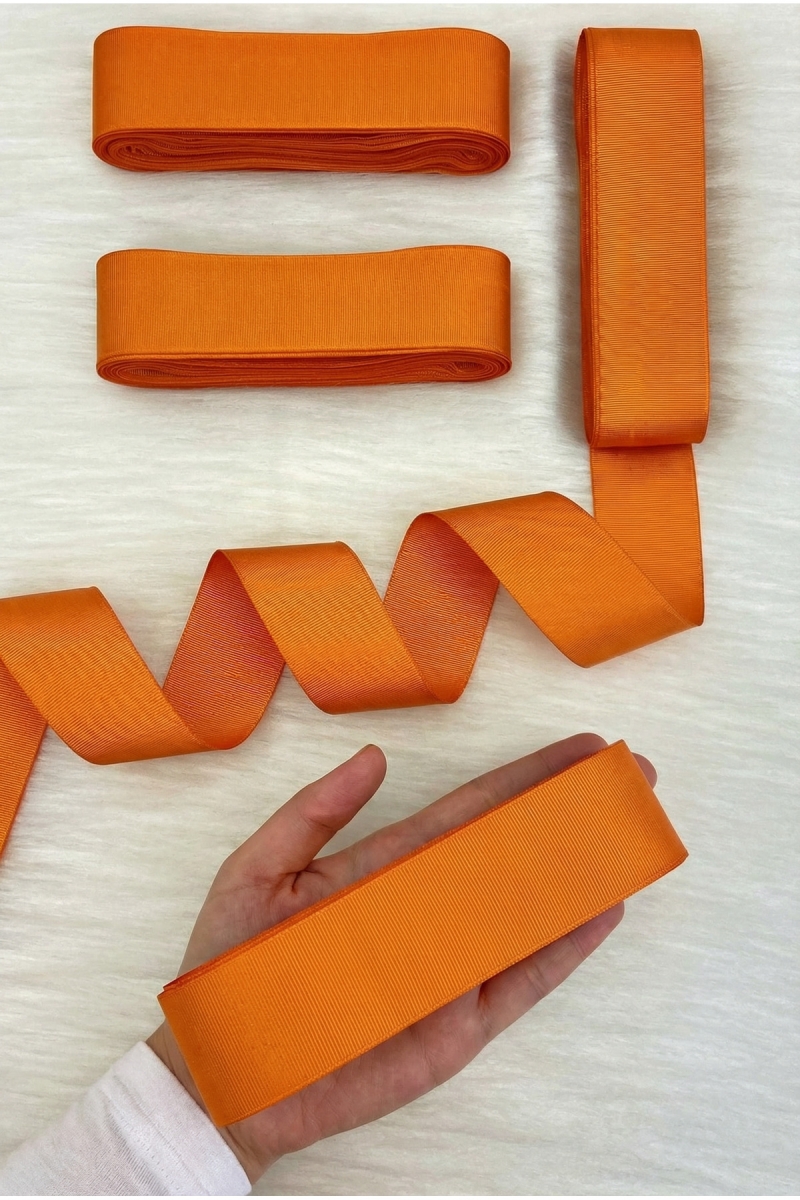 Turuncu Grogren Kurdele 4 Cm 10 Mt, Bohça Çeyiz Düğün Nişan Doğum Günü Hediye Paketleme Süsleme