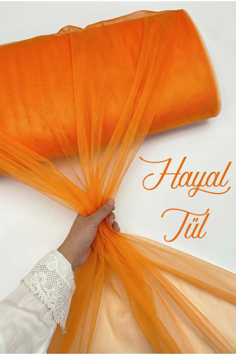 Turuncu Hayal Tül, Nişan Çeyiz Bohça Kapı Doğum Günü Parti Süsleme, Gelin Abiye Türban 100x300cm