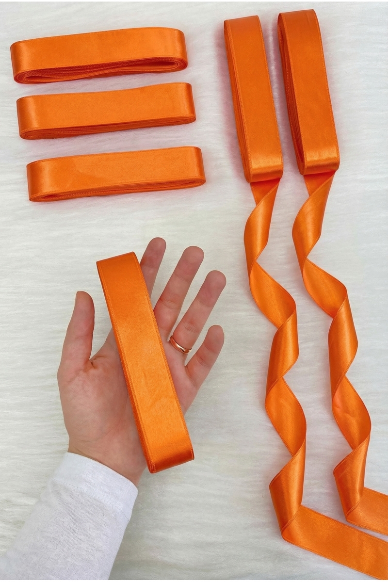 Turuncu Saten Kurdele 3 Cm 10 Mt, Bohça Çeyiz Nikah Kına Sünnet Söz Doğum Günü Parti Hediye Süsleme