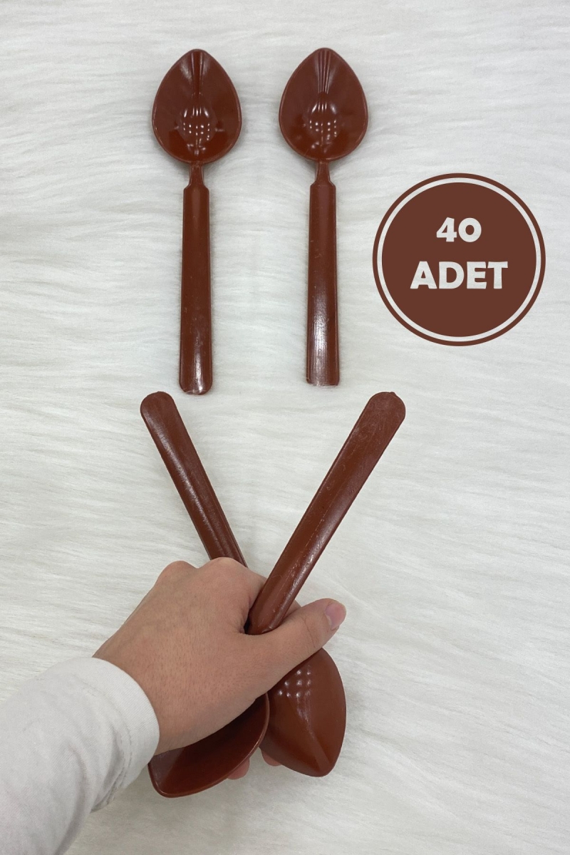 Uzun Saplı Oyun Kaşığı 40 Adet, Gösteri Düğün Kına Gecesi Halk Oyunları Plastik Tahta Kaşık