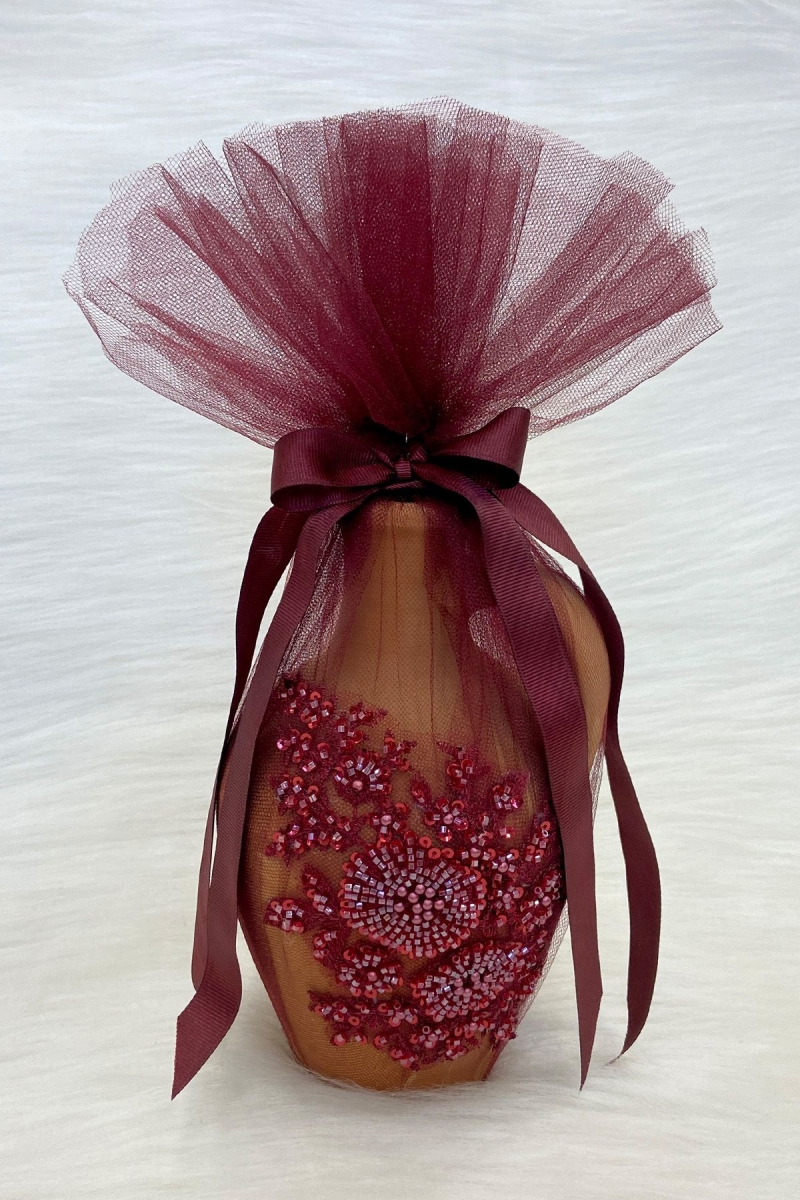 Vip Aplikli Bordo Testi, Süslü Gelin Kına Gecesi Testisi, Düğün Kına Küpü, Toprak Testi