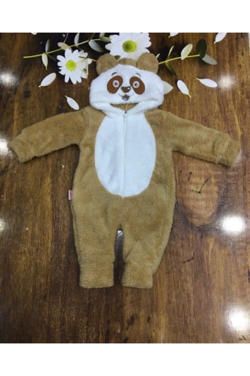 Welsoft Peluş Fermuarlı Panda Tulum Kahverengi 6-24 Ay Das50