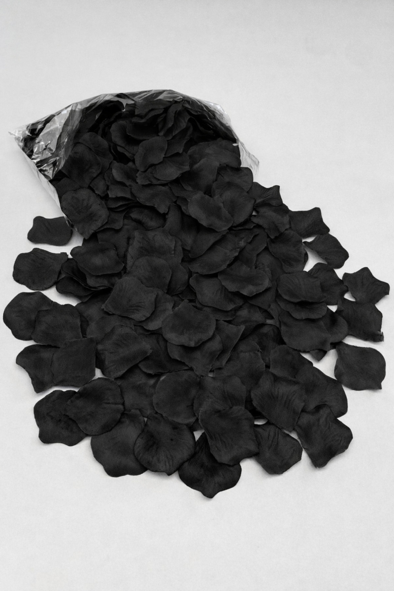 Yapay Siyah Gül Yaprağı, Romantik Dekor Hediye Süs Düğün Kına Söz Nişan Parti Süsleme 300 Adet