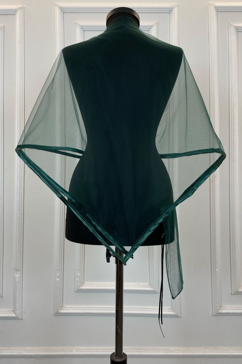 Yeşil Biyeli Sade Damat Omuz Örtüsü, Kına Gecesi Örtüsü Şalı Duvağı, Sağdıç Asker