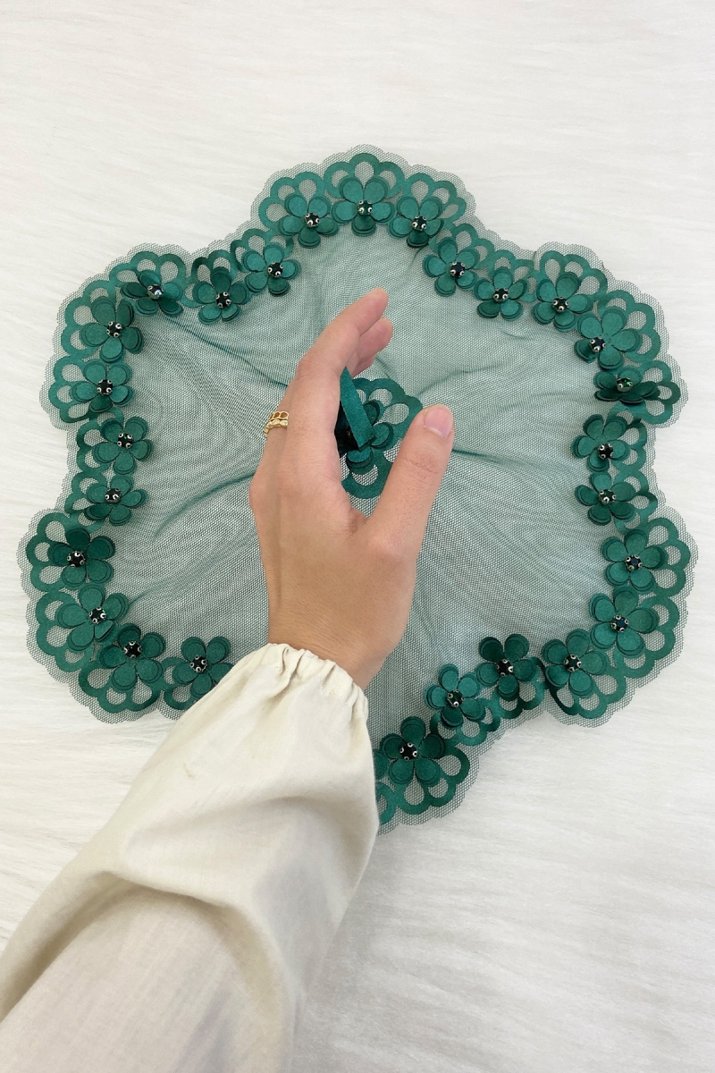 Yeşil Gelin Damat Mendili, Parlak Taş Detaylı Düğün Halay Nedime Söz Nişan Kına Sünnet Bride Mendil