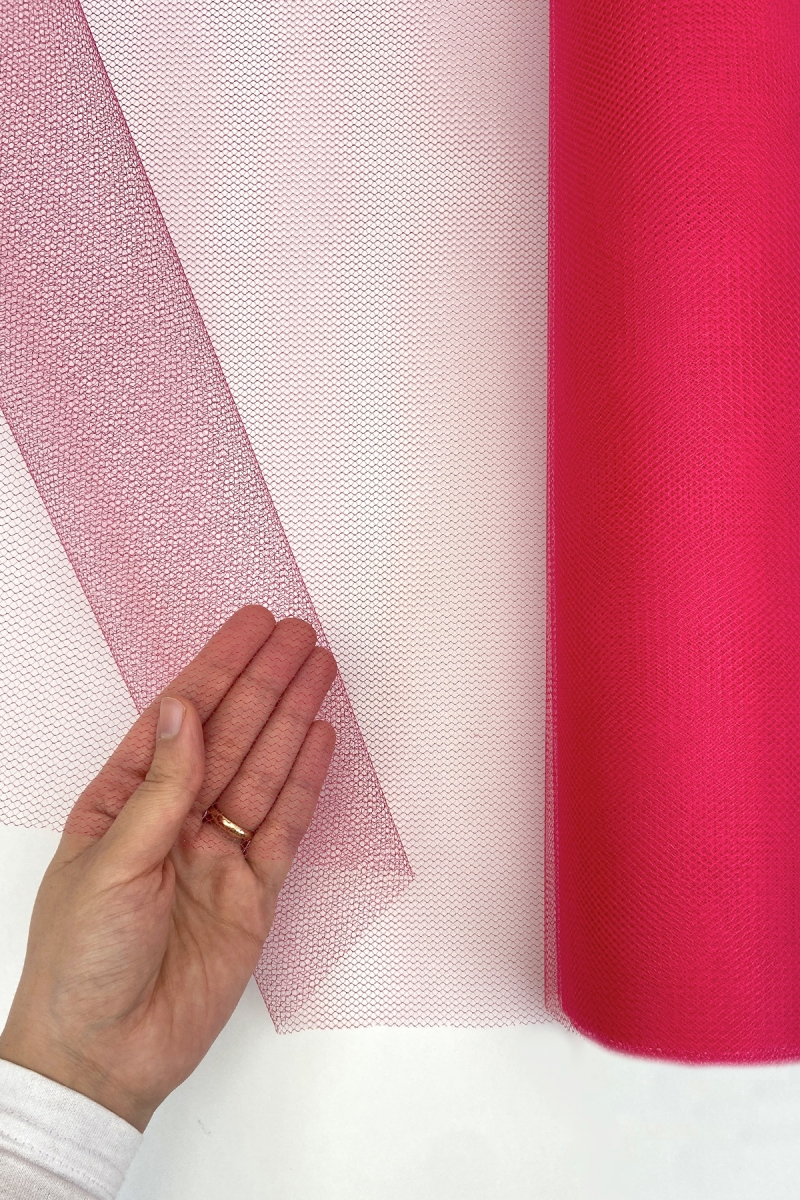 Fuşya İran Grek Tül, Nişan Çeyiz Bohça Kapı Doğum Günü Konvoy Parti Dekor Süsleme, 1 Metre (En 70cm)