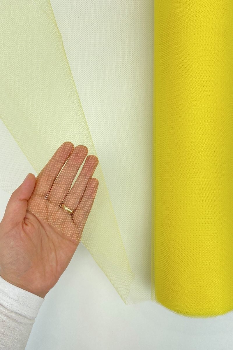 Sarı İran Grek Tül, Nişan Çeyiz Bohça Kapı Doğum Günü Konvoy Parti Dekor Süsleme, 1 Metre (En 70cm)