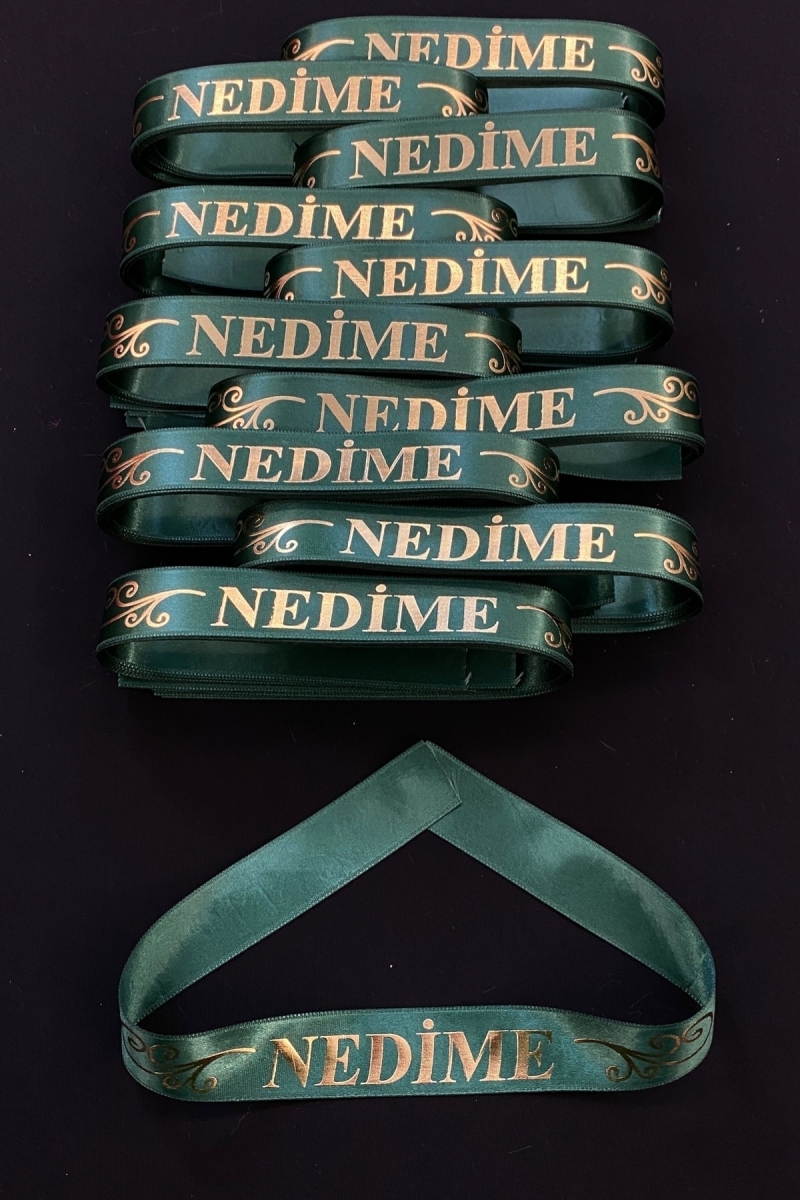 Yeşil Nedime Kol Kurdele Bileklik Bant, Kına Gecesi Düğün Bride Bekarlığa Veda Söz, 1 Adet
